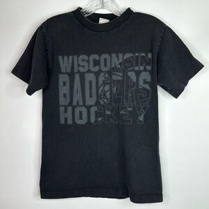 Vintage CI Sports Black UW Badgers Hockey Tshirt Small
